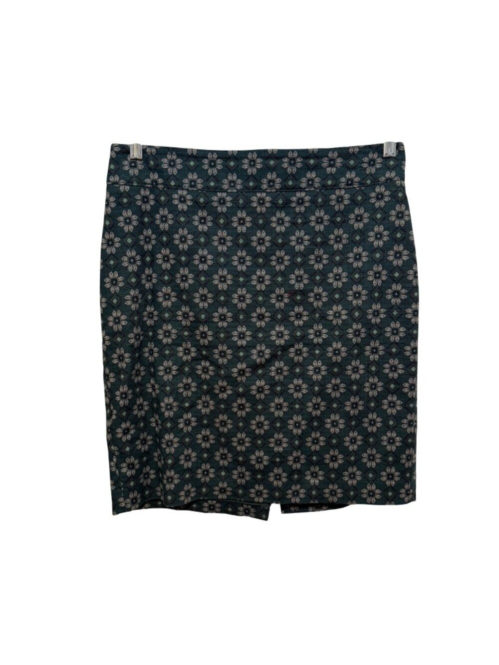 Loft Floral Pencil Skirt Size 6 Green & White Back Zip Closure